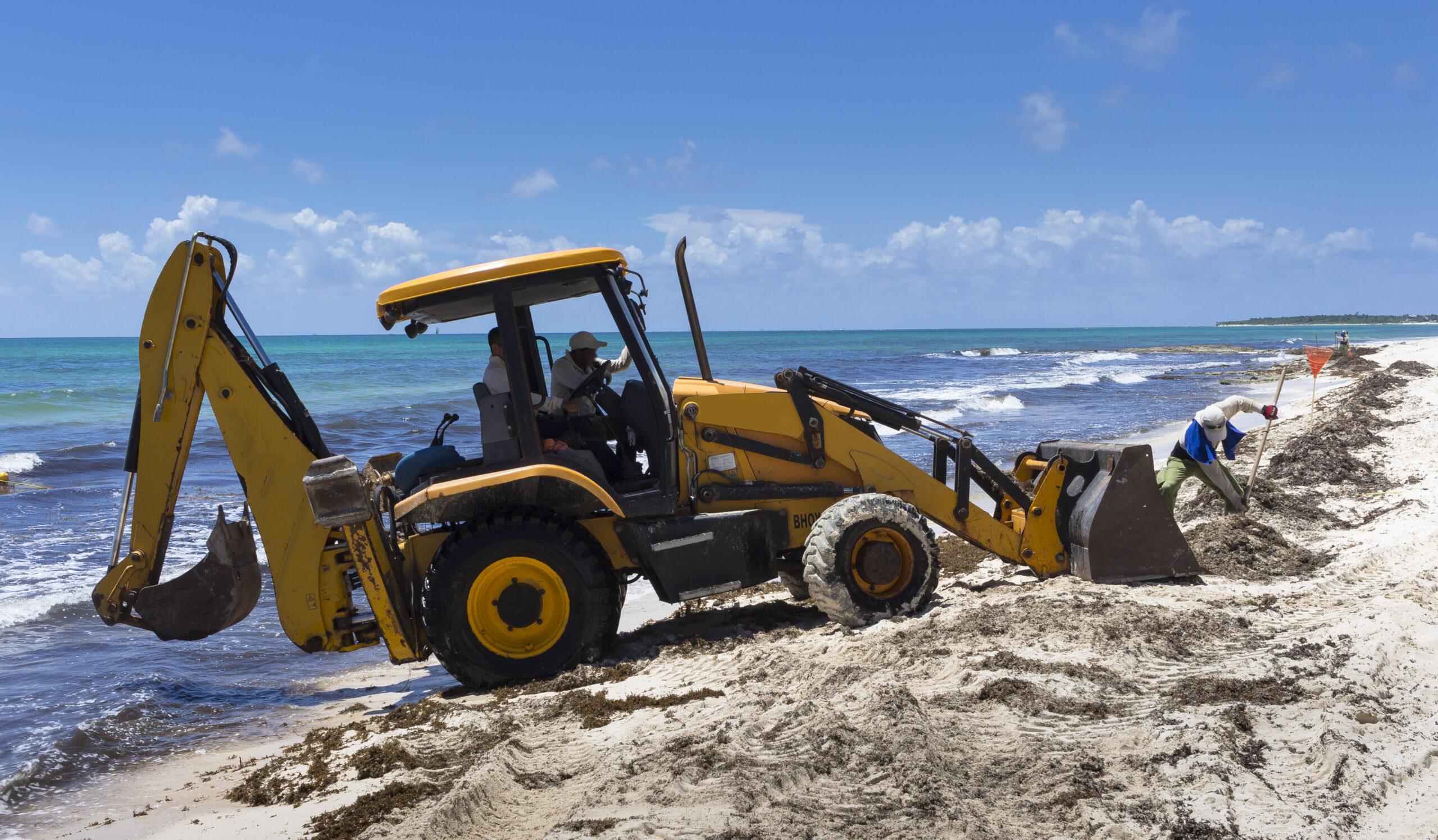 bulldozer on beach